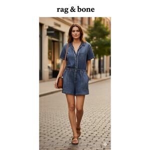 rag & bone Miramar "Denim" Romper - Soft French Terry Sz. L